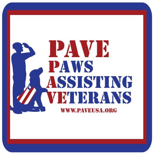 Logo for "PAWS ASSISTING VETERANS"
