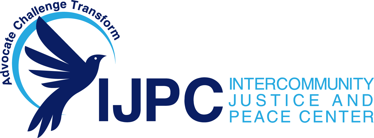 Logo for "INTERCOMMUNITY JUSTICE & PEACE CENT ER"