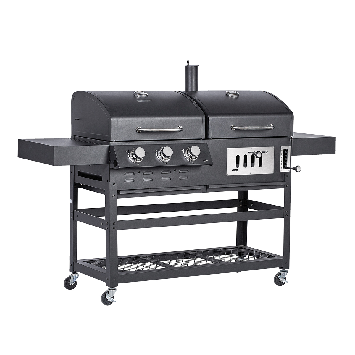 Charles Bentley Double Fuel Charcoal & Gas BBQ in Black Stainless Steel eBay