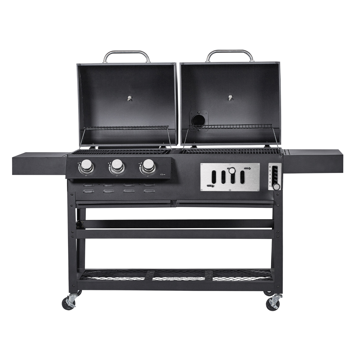 Charles Bentley Double Fuel Charcoal & Gas BBQ in Black Stainless Steel eBay