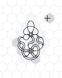 Screenshot of hexagonal grid with wire-form pendant design and hovering crosshair mouse