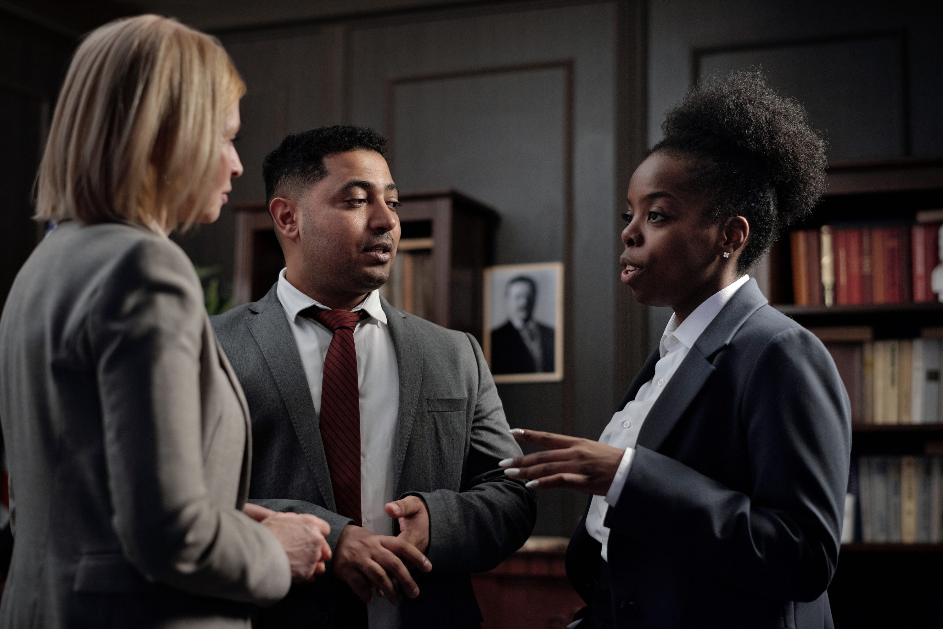 A diverse group of attorneys in a law office
