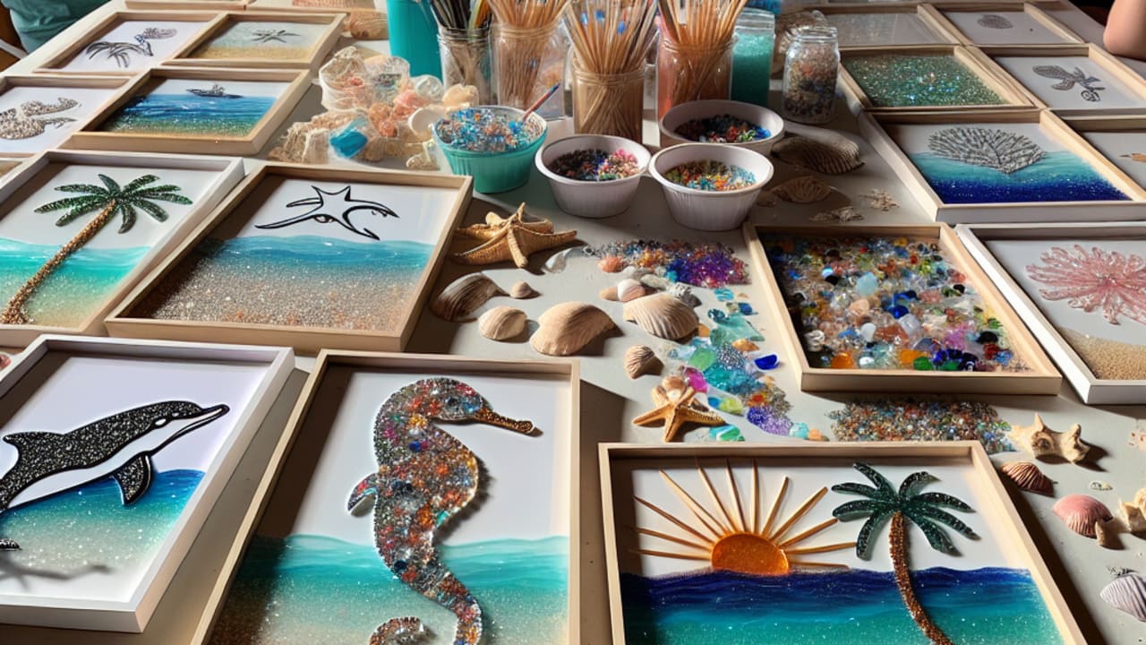 Framed Beachy Resin Art  Workshop – photo 1