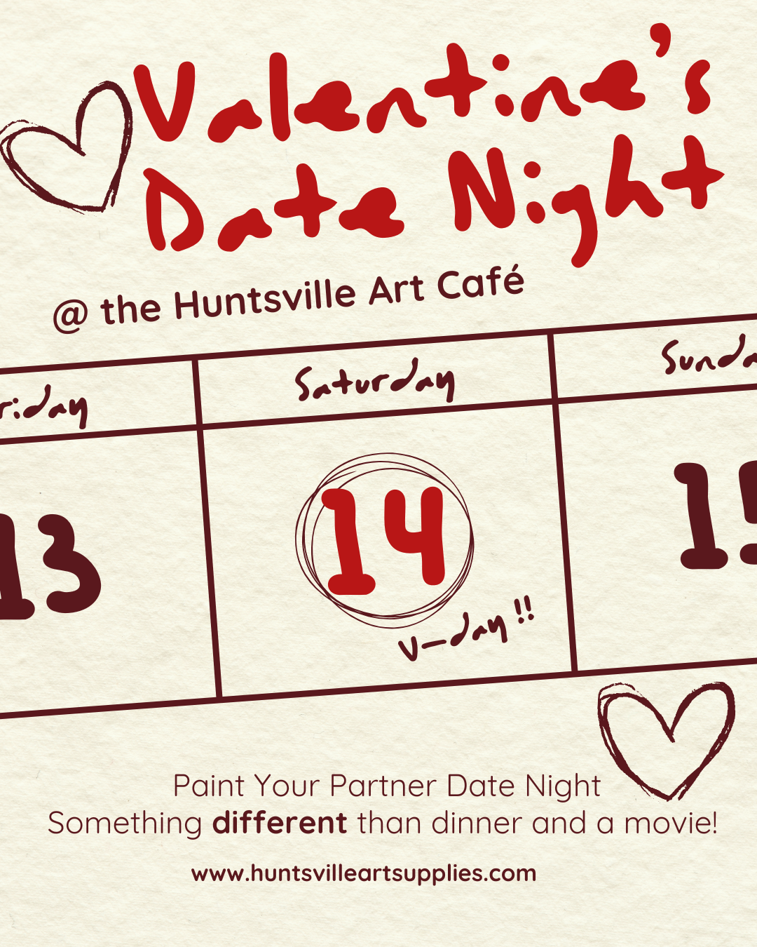 Valentine's Fun Night! Paint Your Partner Date or BFF Night!