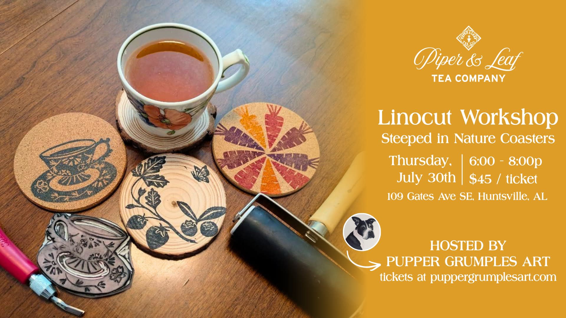Steeped in Nature Linocut Coasters | P&L Downtown