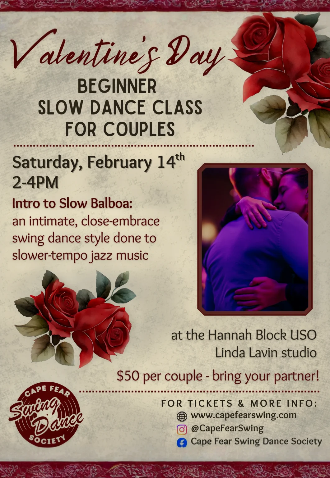 Valentine's Day Slow Balboa Dance Class