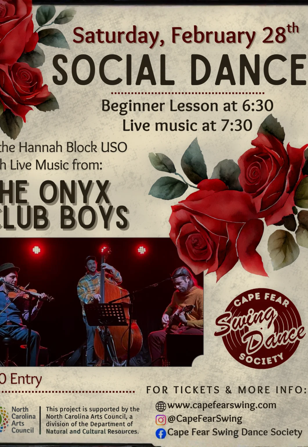 February Swing Dance with Live Music from the Onyx Club Boys