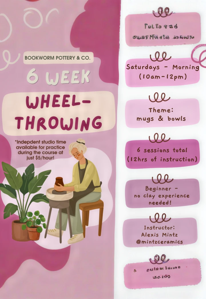 6-Week BEGINNER Pottery Wheel Series (SATURDAYS, 9/12-10/17)