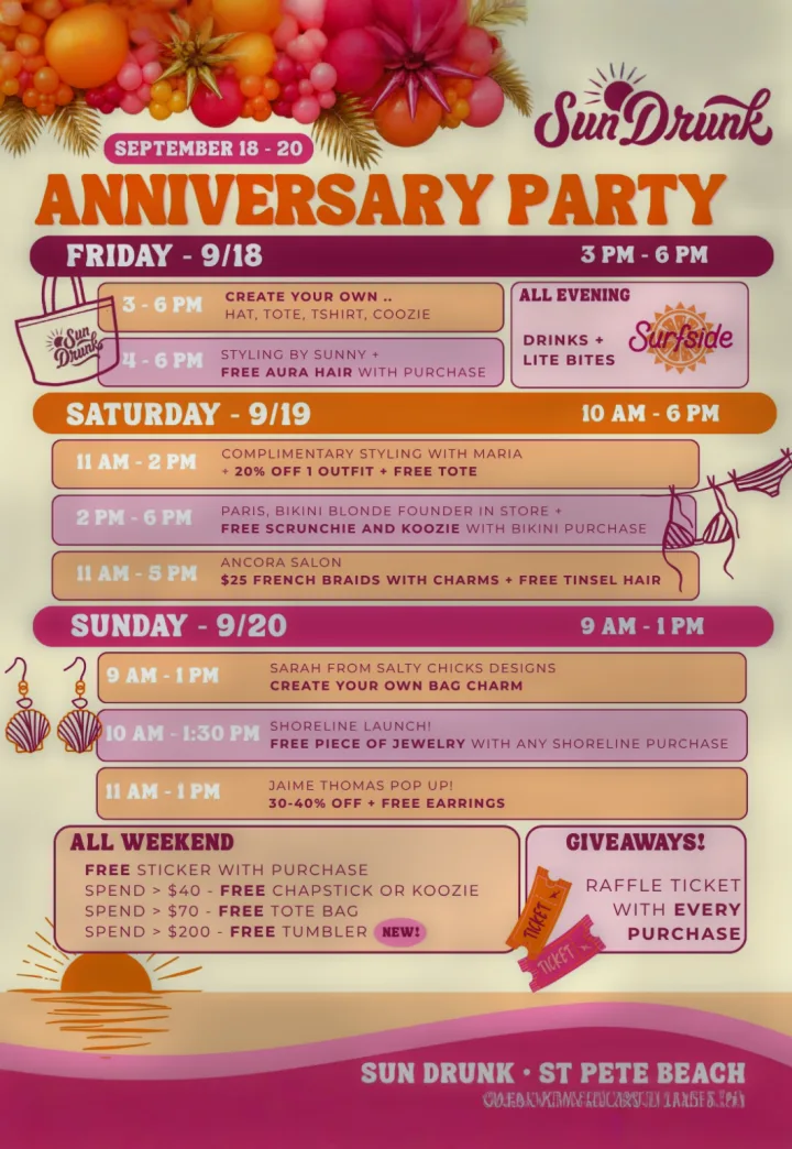 FREE 3-Day Anniversary Party in St. Pete Beach!