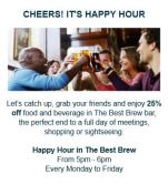 25% Happy Hour at The Best Brew Restaurant & Bar