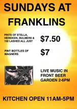 $7.50 Sunday Pints at Franklins Tavern