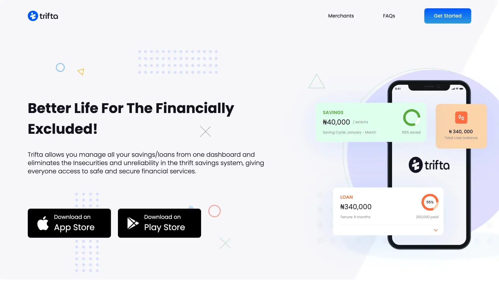 Trifta, a thrift savings and micro-investment platform built in Nuxt