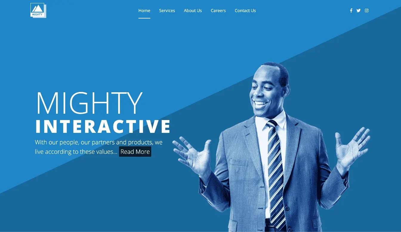The Mighty Interactive agency website, built in hand-written markup and SASS