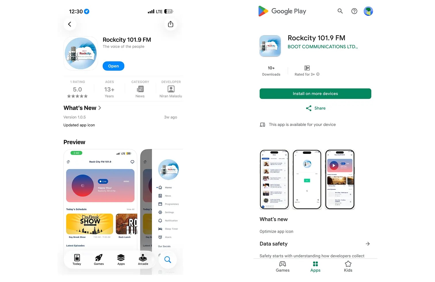 Rockcity 101.9 FM, a cross-platform radio app built in Expo and React Native