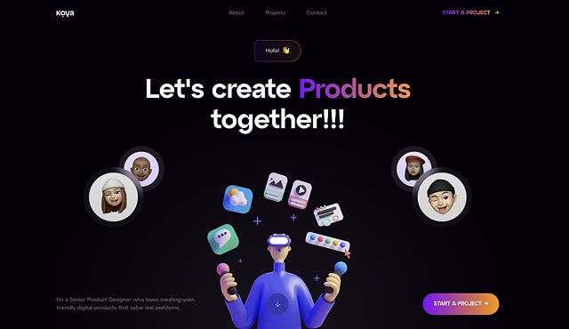 A portfolio site built for the designer Daniel Koya in Nuxt and TypeScript