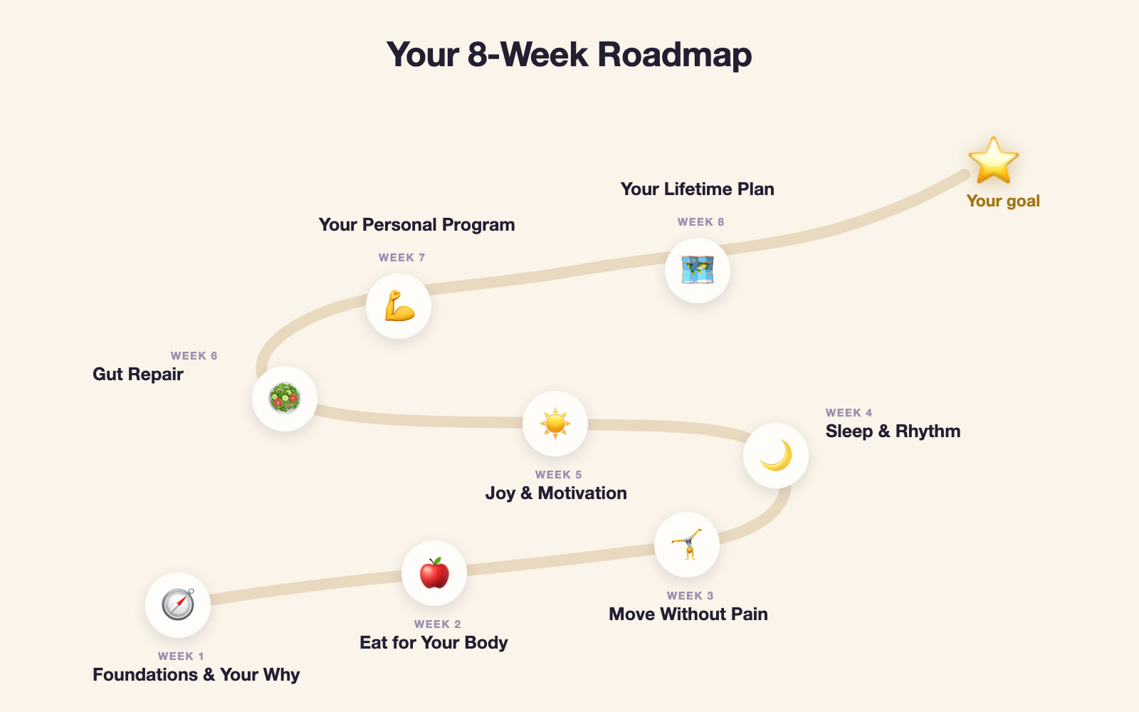 Your 8-week roadmap from foundations through to your lifetime plan