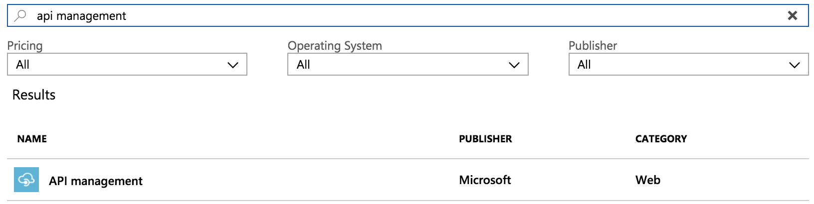 Search for API Management