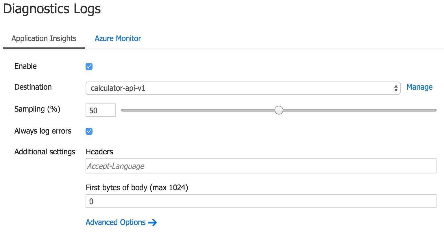 Azure API Management - Application Insight settings