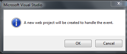 New web project on handle event Dialog Box