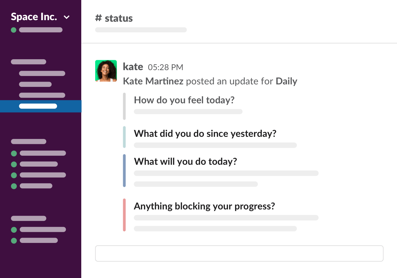 Example geekbot response in slack