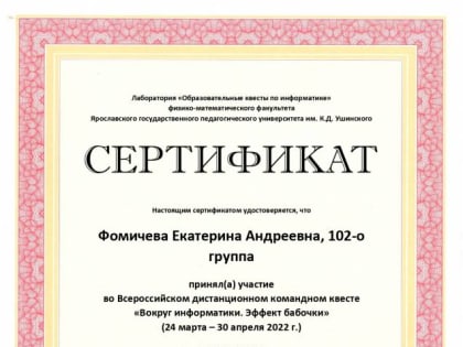 Итоги Всероссийского дистанционного квеста «Вокруг информатики. Эффект бабочки»