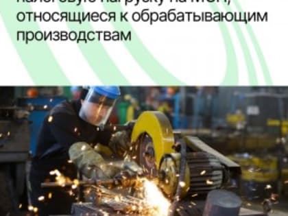 Правительство снизило налоговую нагрузку на МСП, относящиеся к обрабатывающим производствам