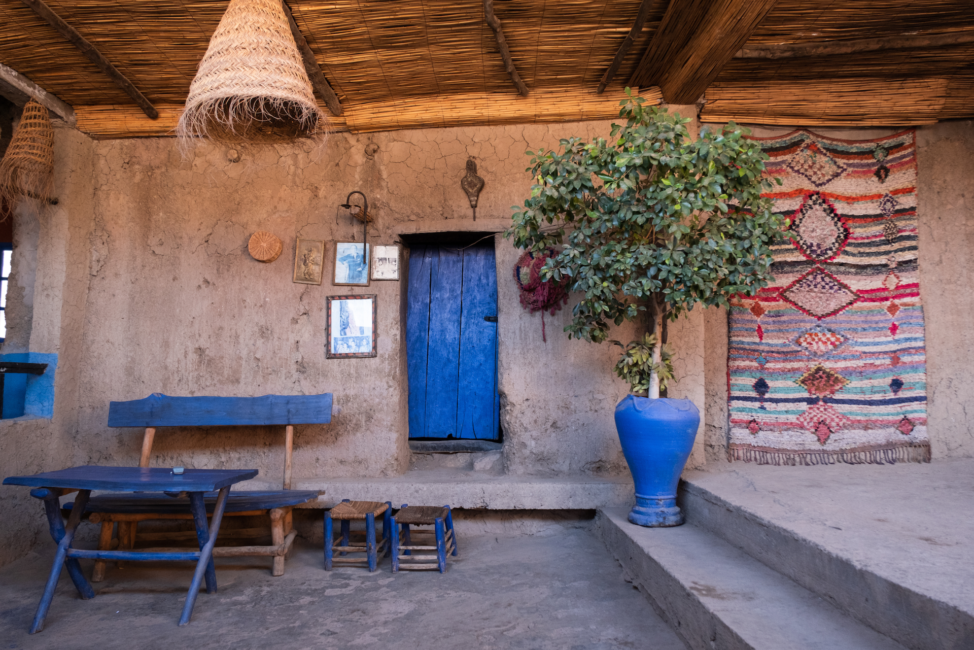 Innenansicht eines traditionellen Berber-Hauses in Marokko