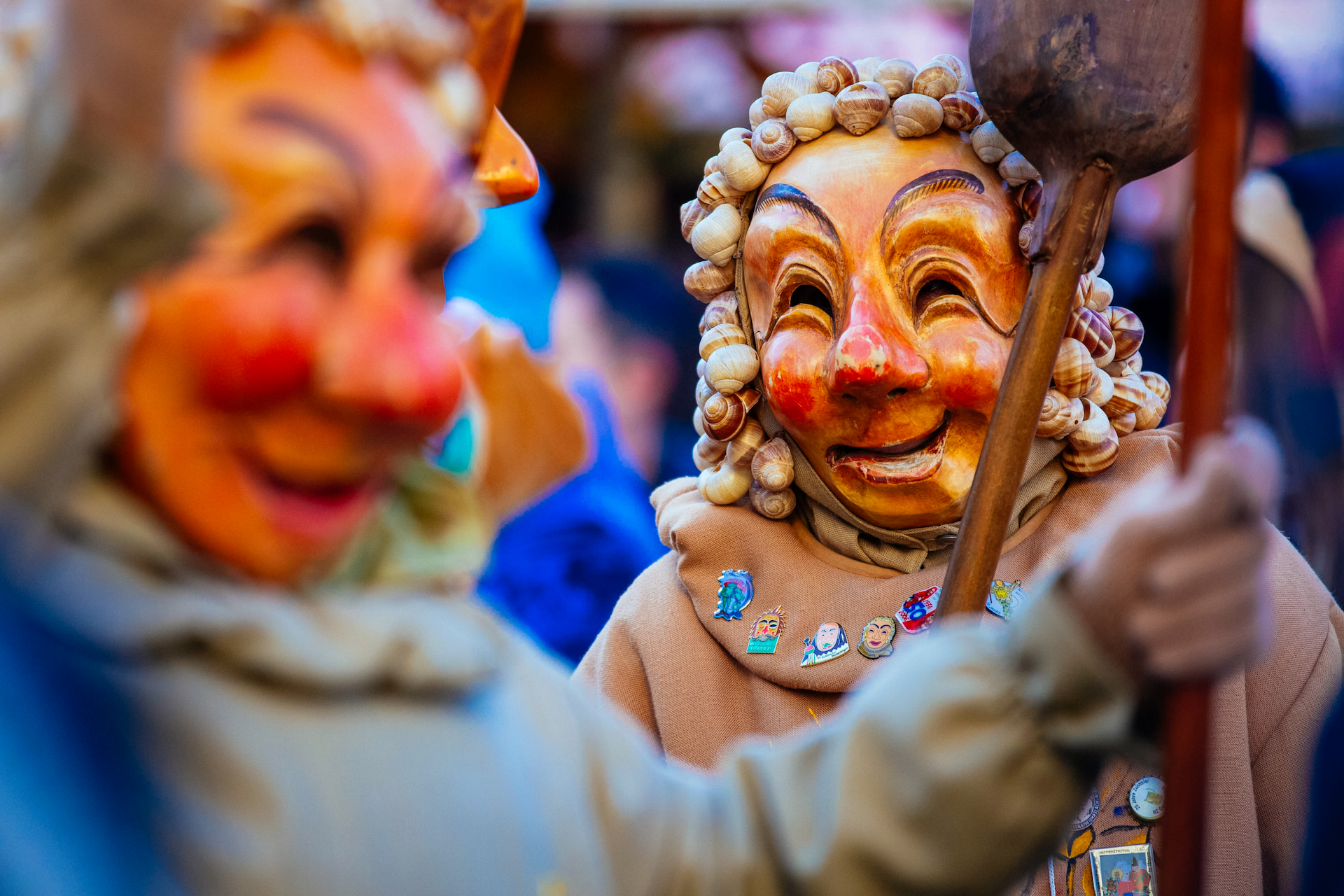 Traditionelle Maske bei der Alemannischen Fasnacht am Bodensee