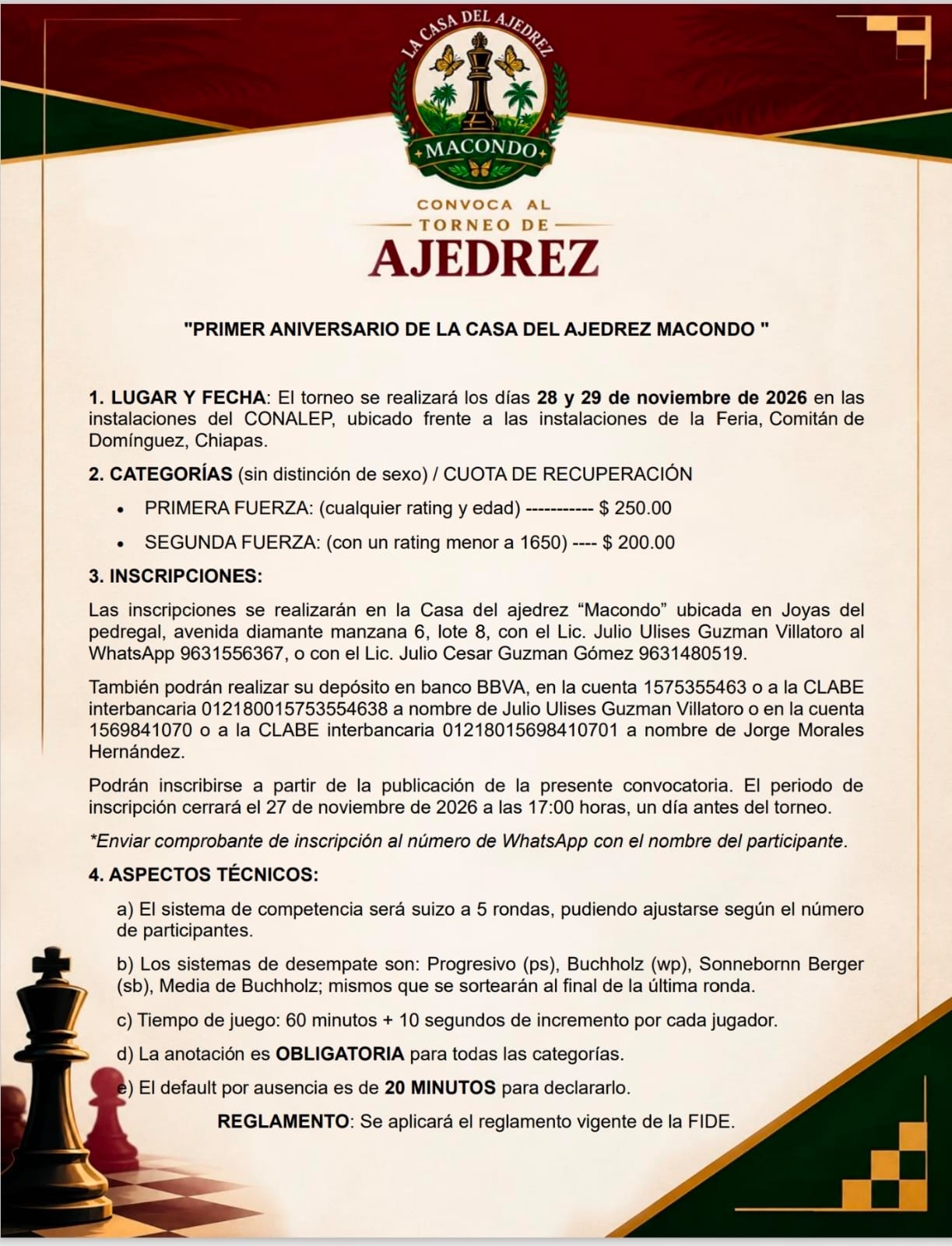 Primer aniversario de la casa del ajedrez macondo