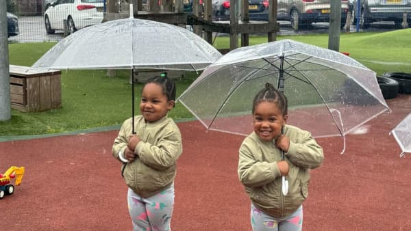 Chestnut Nursery Schools News Image - Sue Bramley Playing In The Rain