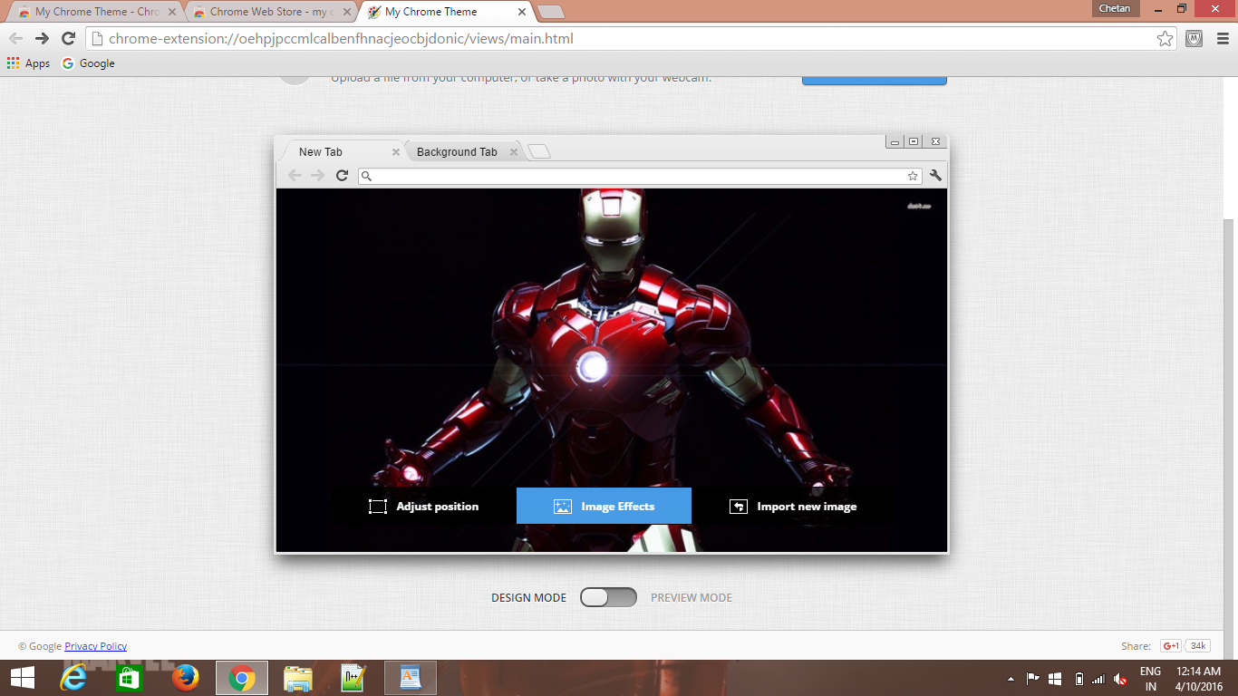 create google chrome theme