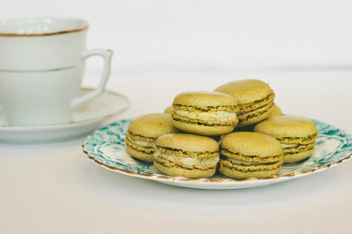 Pistachio Macarons with Lemon Cardamom Cream