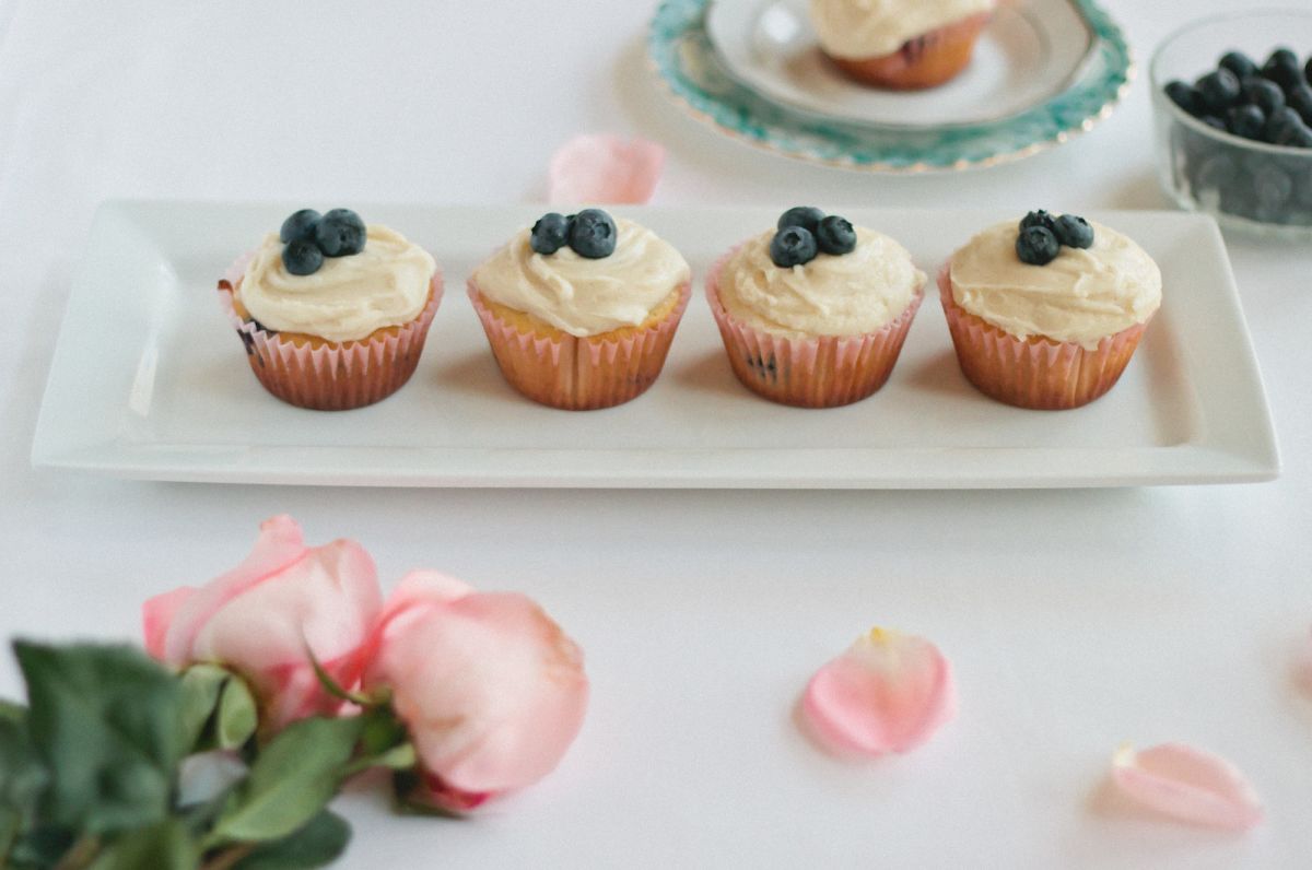 Blueberry Coulis Cupcakes with Maple-Brown Butter Frosting