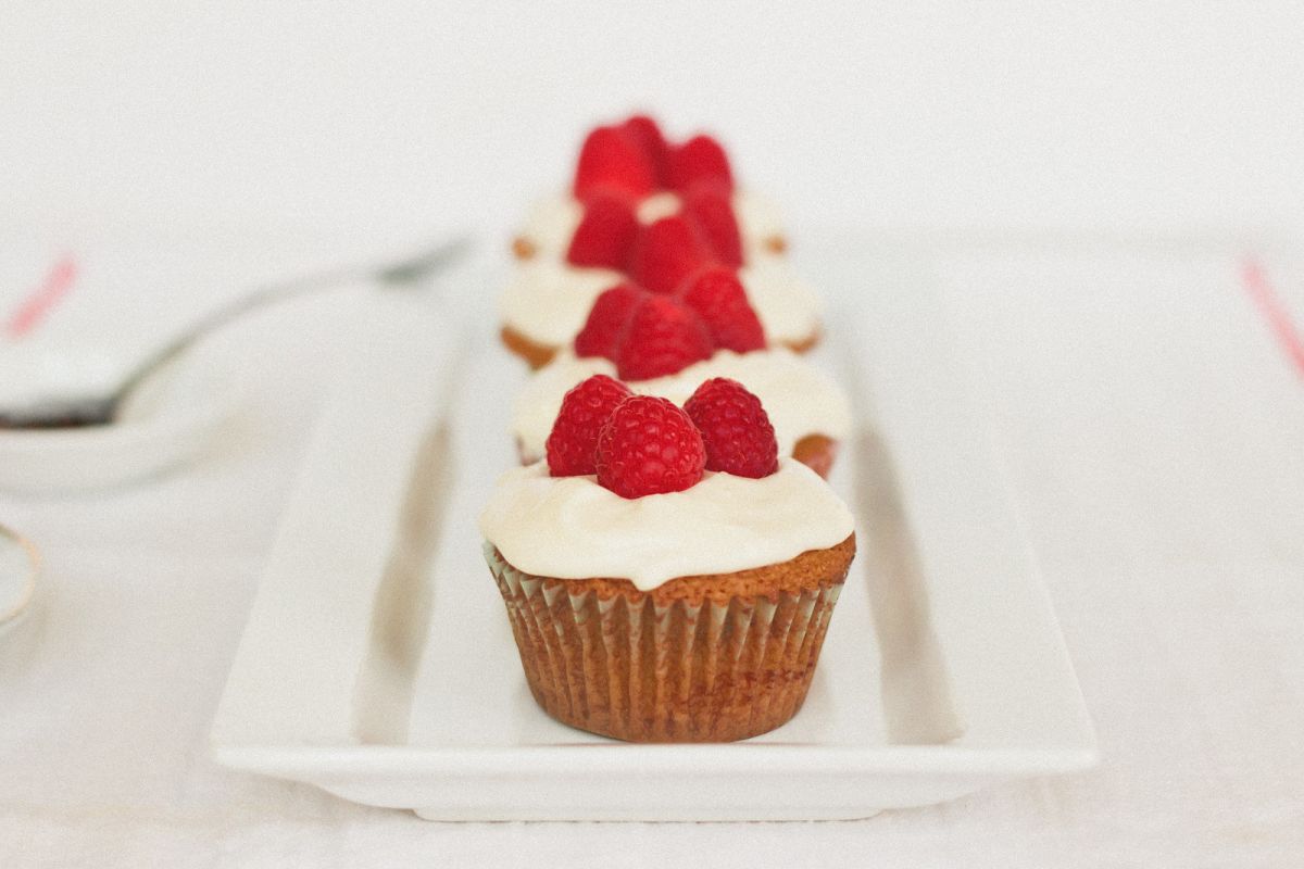 Vanilla Mascarpone Cupcakes with Orange Blossom-Raspberry Jam