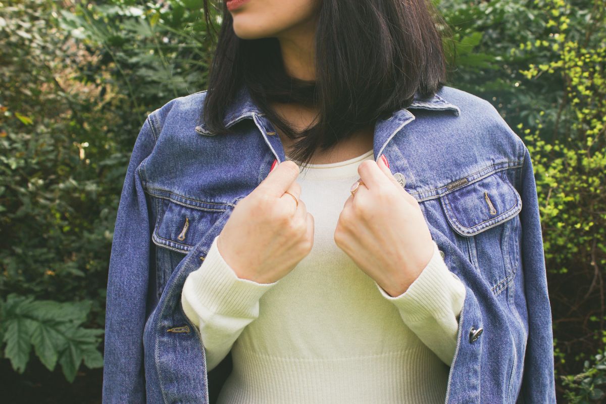 Denim Jacket with A Sweater Dress