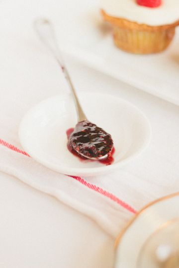 Vanilla Mascarpone Cupcakes with Orange Blossom-Raspberry Jam
