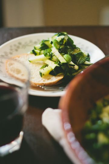 Raw Zucchini Salad with White Balsamic Vinaigrette