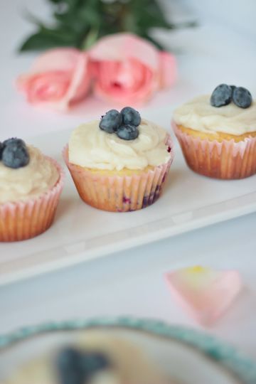 Blueberry Coulis Cupcakes with Maple-Brown Butter Frosting