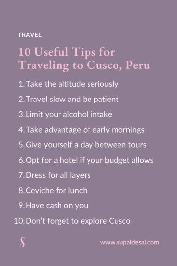 10 Useful Tips for Traveling to Cusco, Peru