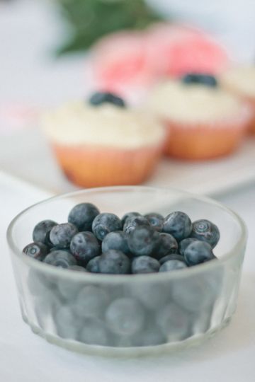 Blueberry Coulis Cupcakes with Maple-Brown Butter Frosting