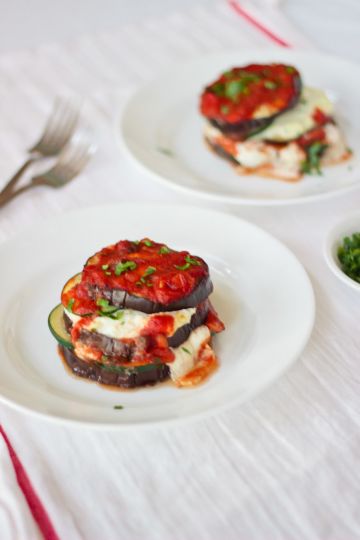 Roasted Eggplant Lasagna Stacks with Mushroom Bolognese