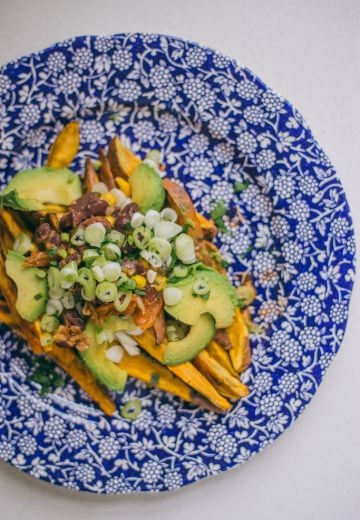 Vegetarian Loaded Sweet Potato & Chili Fries Cover Image