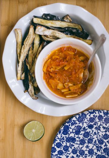 Aubergine Chips with Smokey Tomato Compote Cover Image