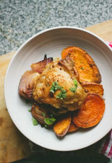 Mughlai Roast Chicken with Sweet Potatoes and Onions Cover Image