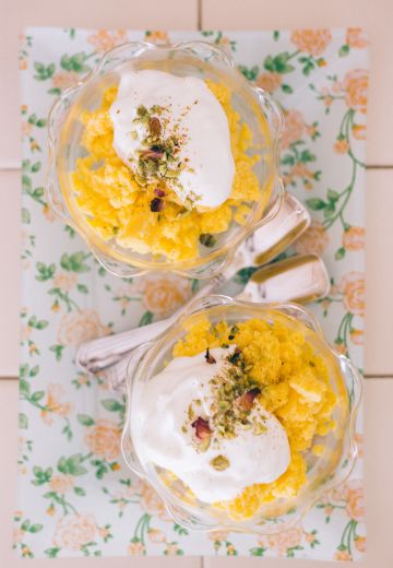 Mango Lassi Granita and Ginger Chantilly Cream with Rose-Pistachio Dukka Cover Image