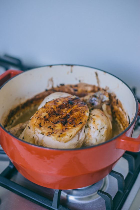 Maltese Whole Roast Chicken with White Wine Sauce