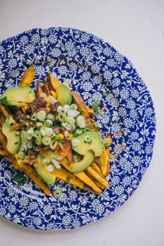 Vegetarian Loaded Sweet Potato & Chili Fries