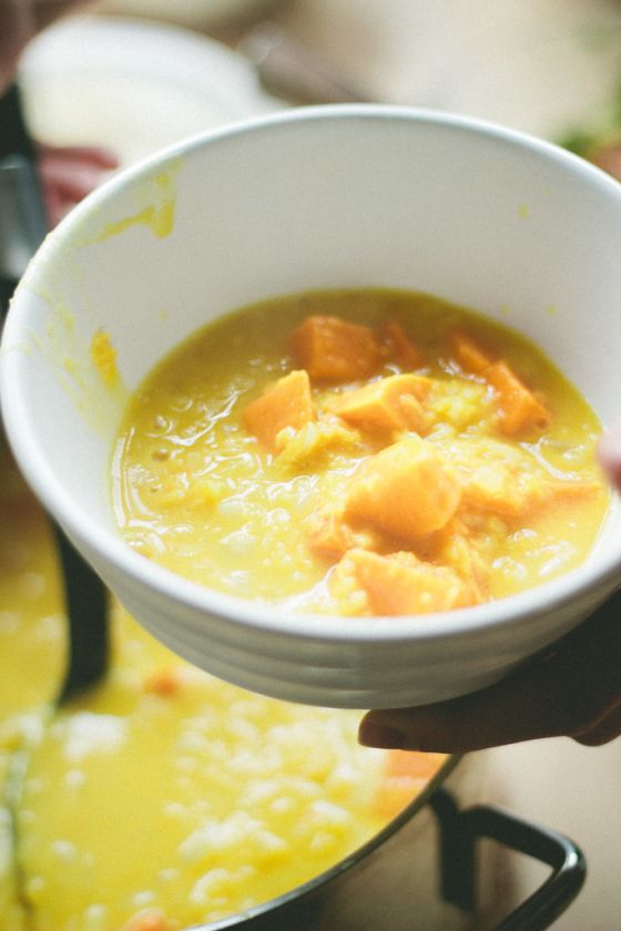 Red Lentil Soup with Coconut and Sweet Potato