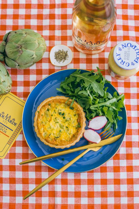 Recipes Using Grey Poupon: Chive & Artichoke Quiche with Dijon Crust