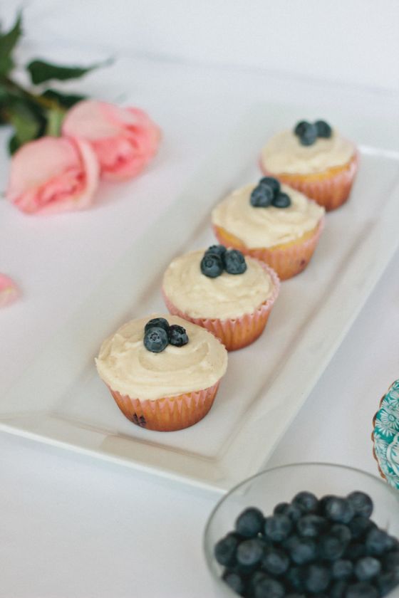 Blueberry Coulis Cupcakes with Maple-Brown Butter Frosting